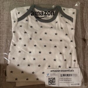 NWT Amazon Essentials Kids Pajama Top - White with Gray Stars